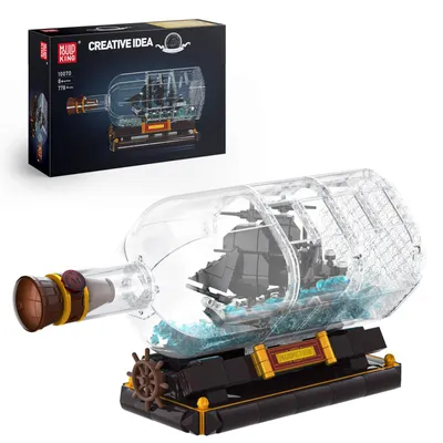 Zdjęcie produktu dla Mould King 10070 – Statek piracki w butelce, klocki konstrukcyjne, "Czarna Perła", żaglowiec, klocki do składania, model statku kolekcjonerskiego, prezent dla dzieci od 8 roku życia (778 elementów)