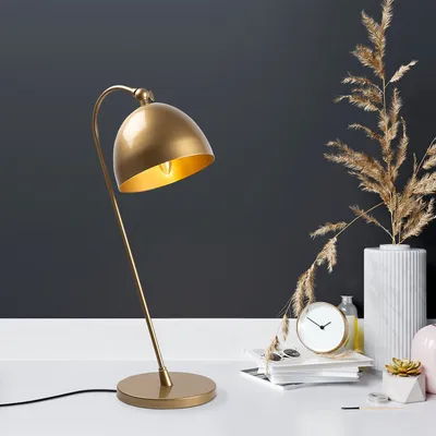 Produktbild von Opviq, Hochwertige Tischlampe aus Metall, Gold, 18 x 26 x 54 cm | IP20, E14 Fassung, max. 40 W | Elegantes Design für modernes Zuhause & Hotel, Kabel 200 cm.