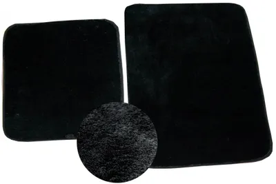 Zdjęcie produktu dla Dywanik łazienkowy zestaw 2-częściowy zmywalny antypoślizgowy w kolorze czarnym rozmiar - 50x60 cm + 60x100 cm