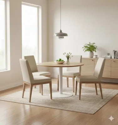 Produktbild von Runder Esstisch VICTORY 70 cm – DARK WOOD, moderner Küchentisch mit Metallfuß, skandinavisches Design