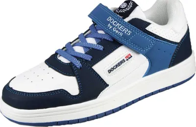 A single blue and white Dockers by Gerli sneaker is shown against a white background.