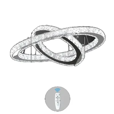 Image de Lustre en cristal, éclairage LED, télécommande, 2 anneaux D30 50cm, dimmable avec télécommande
