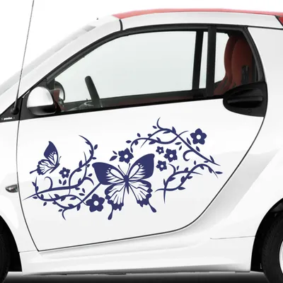 Produktbild von Aufkleber - 2 Stk. Autoaufkleber Butterfly Rankelement je 90cm x 40cm königsblau - Tuning Carystyling Heckscheibe Auto