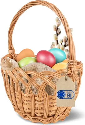 Obrázok produktu pre Creative Home Detský oválny prútený kôš s držadlom | malý 19 x 14 x 21 cm (+/- 1 cm) | veľkonočný kôš Veľkonočný kôš darčekový kôš, kôš na žehlenie | prírodná farba