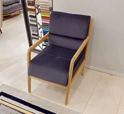 Produktbild von Moderner Blauer Sessel Wohnzimmer Polster Einsitzer Armlehnen Sessel