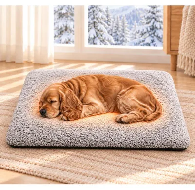 Image de Couverture chauffante pour chats et chiens, 89x59 cm, gris clair