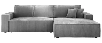 Produktbild von E-ZIMPAZ Ecksofa COBRA S mit Schlaffunktion und Bettkasten, Stilvoll Eckcouch L-Form, Cordstoff, Holzkonstruktion, Seite Rechts Hellgrau POSO 55