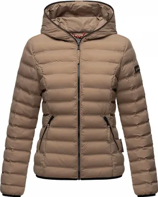 Produktbild von Navahoo Damen Herbst Frühling Jacke Übergangsjacke Steppjacke Kapuze Neevia Taupe Gr. 34 - XS