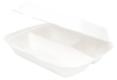 Menubox aus Zuckerrohr, 3 Fächer, 50 Stück, 25x20x7,5 cm