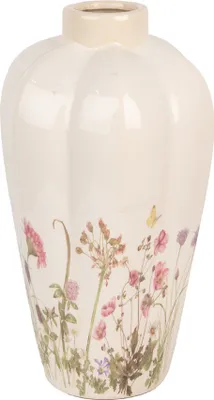 Produktbild von Clayre & Eef Vase Ø 21x34 cm Beige Rosa Keramik Blumen
