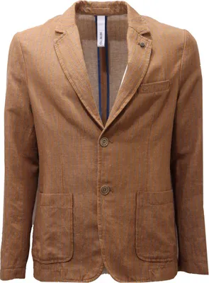 Produktbild von 1848AG giacca uomo DISTRETTO 12 hellbraun/blau Leinen/Baumwolle Jacke Mann