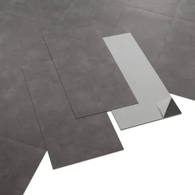 Produktbild von ARTENS - PVC Bodenbelag GALENA - Selbstklebende Vinyl-Fliesen - Vinylboden - Betoneffekt - Dunkelgrau- MEDIO - 60,96 cm x 30,48 cm x 1,5 mm - Dicke 1,5 mm - 2.23m² / 12 Fliesen