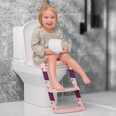 Produktbild von Jopassy Toilettentrainer Lerntöpfchen mit Treppe Justierbarer für Kinder Töpfchen Toilettensitz Rutschfest Töpfchentrainer rosa