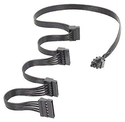 Produktbild von 6 Pin zu 15 Pin SATA Festplatte Netzteil Kabel für RM550x RM650x RM750x RM850x RM1000x RM650i RM750i RM850i RM1000i PSU Adapterkabel