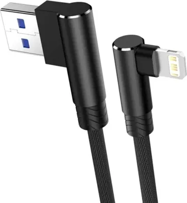 Produktbild von USB Kabel Winkel 90° Stecker Schnellladekabel Ladekabel für Apple iPhone iPad 1m