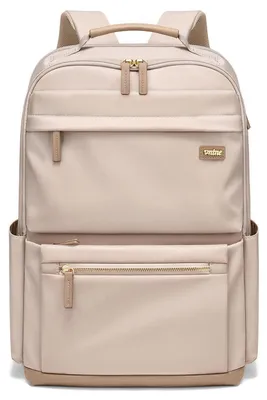 Produktbild von Damen Rucksack 15.6 Zoll Laptop Schulrucksack Wasserdicht Elegant Tagesrucksack Beige
