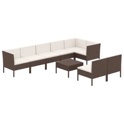 Produktbild von vidaXL 9-tlg. Garten-Lounge-Set mit Auflagen Poly Rattan Braun