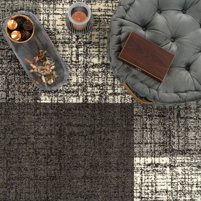 Produktbild von TT Home Teppich für das Wohnzimmer Kariert Modern Grau Schwarz Braun Meliert Größe 160x230 cm