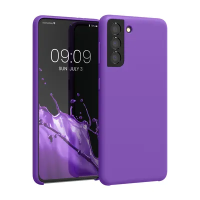 Produktbild von kwmobile Hülle kompatibel mit Samsung Galaxy S21 Hülle - Silikon Handy Case - Handyhülle weiche Oberfläche - kabelloses Laden - Orchidee Lila