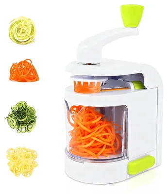 Produktbild von Spiralschneider Gemüse 4 in 1 mit Auffangbehälter, BPA-frei für Karotte, Gurke, Zwiebel, Kartoffel