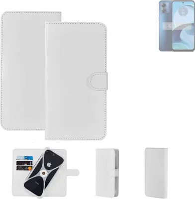 Produktbild von K-S-Trade Handy Hülle Schutz Hülle kompatibel mit Motorola Moto G14 Cover Case Bookstyle Bumper weiß 1x