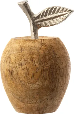 Produktbild von Noor Living Deko Holz Apfel aus Mangoholz & Aluminium massiv Ø ca. 8 cm