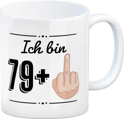 Produktbild von Witziger Kaffeebecher für den 80. Geburtstag mit Motiv: Mittelfinger