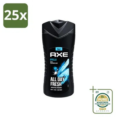 Productafbeelding van 25 x Axe 3-in-1 Douchegel Apollo met salie en cederhout, 400 ml - Voorraadverpakking - 25 stuks