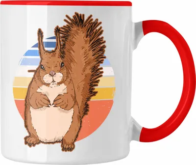 Produktbild von Trendation - Eichhörnchen Tasse Geschenk Grafik Vintage für Eichhörnchen Liebhaber Geschenkidee Lustige Tasse (Rot)