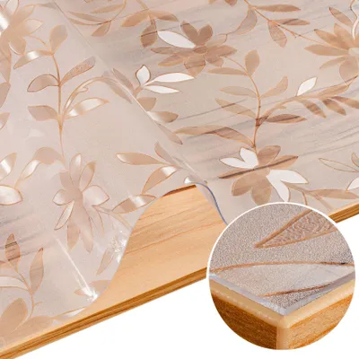 Produktbild von Tischschutz  100x800cm  Tischdecke Weiß FLOKY Blume mattiert einseitig 1,5mm Tisch Schutzfolie Geruchsneutral Robust