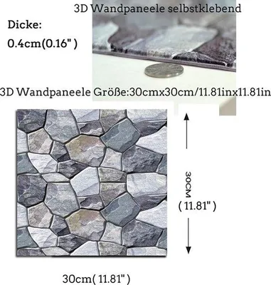 Produktbild von Famanu Wandpaneele Steinoptik - 10 Stück, 0,3 x 0,3 cm