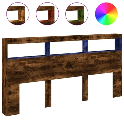 Produktbild von vidaXL LED-Kopfteil mit Ablagen Räuchereiche 200x17x102 cm