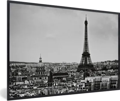 Produktbild von MuchoWow® Gerahmtes Poster Die Skyline von Paris 60x40 cm - Poster mit Schwarzem Bilderrahmen Wandposter Rahmen Foto Bilder - Printing - Wanddeko Schlafzimmer