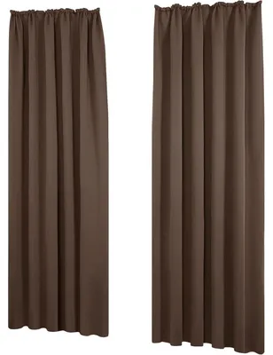 Produktbild von Blickdichte Gardinen mit Kräuselband, Lärmschutz, 245x140 cm, Braun, 2er Set