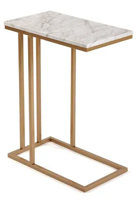 Produktbild von Moderne Beistelltisch aus Holz und Metall mit Marmoroptik