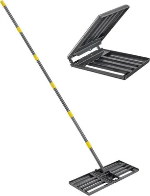 Produktbild von Bewegliche 220 cm Rasenrechen mit Griff - schwarz Metall robuster Boden Rasen-Ebenheitswerkzeug
