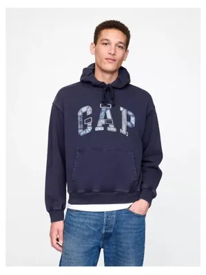 Produktbild von Herren-Sweatshirt GAP PATCHWORK LOGO PULLOVER HOODIE 745196-00 MARINEUNIFORM Größe: XL
