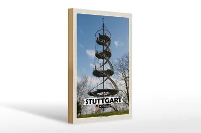 Produktbild von Holzschild Städte Stuttgart Killesbergturm 20x30cm