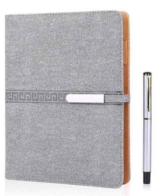 Immagine prodotto di Quaderno A5, copertina rigida in ecopelle, ricaricabile, 200 pagine a righe, colore grigio