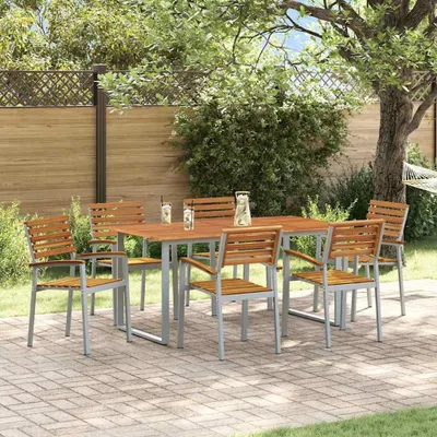 Image de Maison Exclusive - Ensemble de salle à manger de jardin 7 pièces, gris, bois massif d'acacia