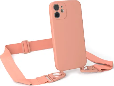 Produktbild von EAZY CASE Handykette Silikon mit Clips 2 in 1 kompatibel mit Apple iPhone 12 Mini Handyhülle mit Kordel, Hülle mit Band, Kette, Korall - Clips Korall