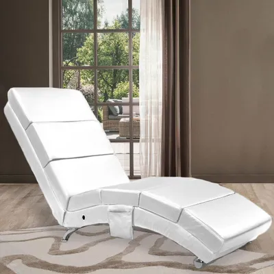 Produktbild von Loungesessel - Ohrensessel - Sessel - Relaxsessel - Kunstleder, weiß - Ergonomische, hohe Rückenlehne