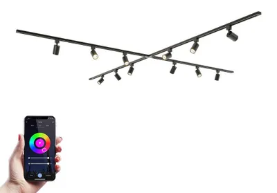 Image de HOFTRONIC - Kit système de rails 12 spots RGBWW GU10 4 x 1,5 m IP20