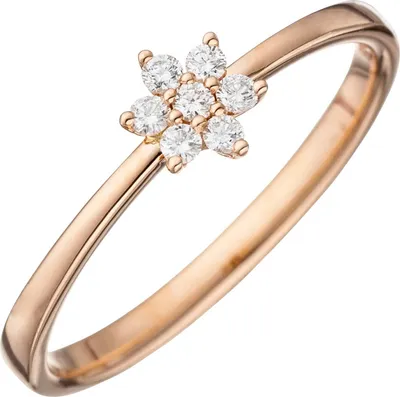 Produktbild von Gr. 56 Damen Ring zart 585 Gold Rotgold 7 Diamanten Brillanten Diamantring Rotgoldring