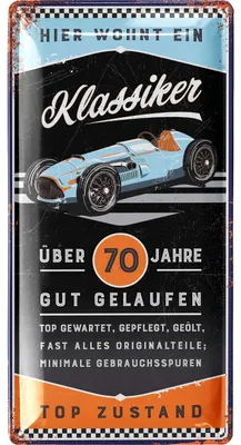 Produktbild von Retro Blechschild 70 Geburtstag Schild, 70 JAHRE KLASSIKER, Alternative zur Geburtstagskarte 70, witziges Geschenk 70 Geburtstag Mann