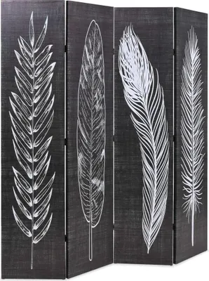 Obrázok produktu pre vidaXL Room Divider Skladací 160 x 170 cm Perie Čierno-biela