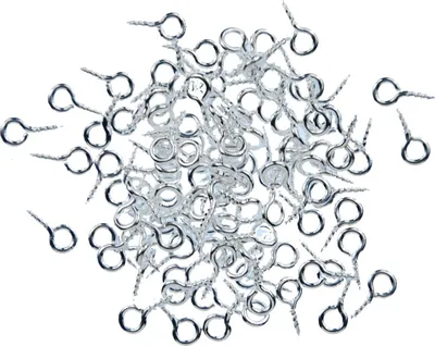 Produktbild von 100x Schraubösen Schraube Lochschrauben Augenschrauben Ösen 10mm versilbert lang