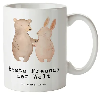 Produktbild von Mr. & Mrs. Panda Pott Hase Beste Freunde der Welt - Weiß - Geschenk, Bae, steingut tasse, Freundin, Geschenkidee, Große Teetasse, Freund, weisse, Bff, Best Friends