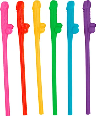 Image de Pailles forme allongée JGA frivole 6 pcs multicolores - taille unique