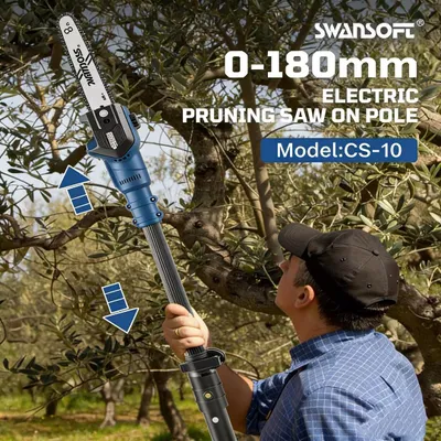 Produktbild von Teleskopische Elektrokettensäge - 21 V - 8 Zoll Kettenspeer - Blau